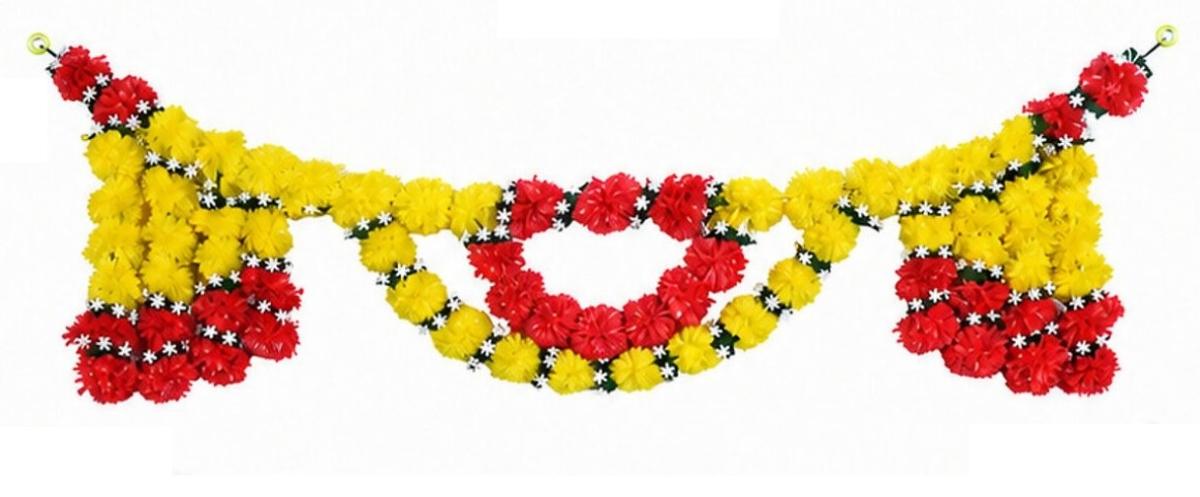 Artificial Flowers Door Garland / Toran Pooja, Diwali Wedding Decor 36"