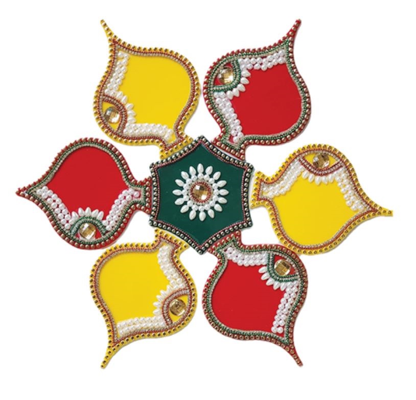 Festive Designed Acrylic Rangoli Decor with Meena Work