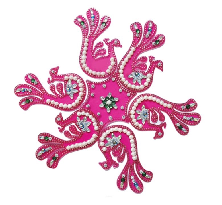 Peacock Shape Readymade Rangoli Decor w/ Meena & Bead Work