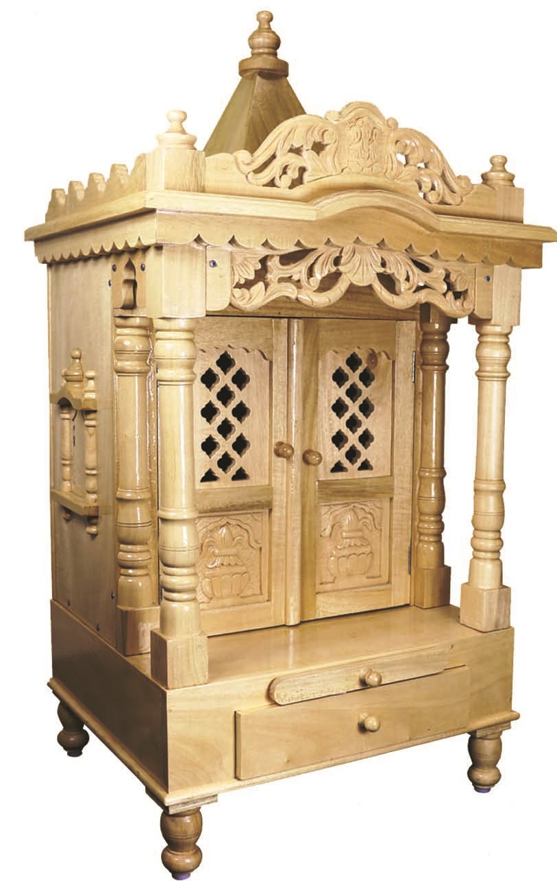 Handmade Traditional Wooden Temple Mandir w/ Doors 18"*15"