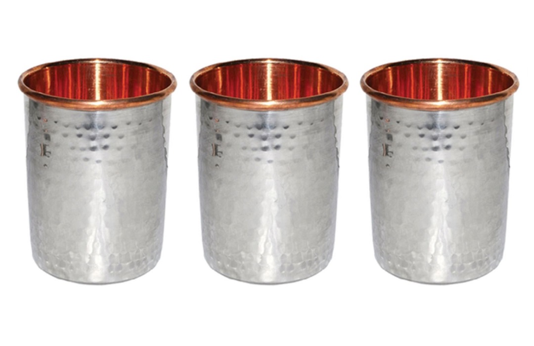 Stainless Steel Copper Glass / Tumbler - 3.5" - 3 Pcs Set