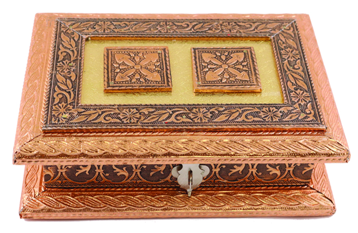 Traditional Design Oxidized Return Gift Dry Fruit w/ Copper Trim 7"X5" Traditional Design Oxidized Return Gift Dry Fruit w/ Copper Trim 7"X5"