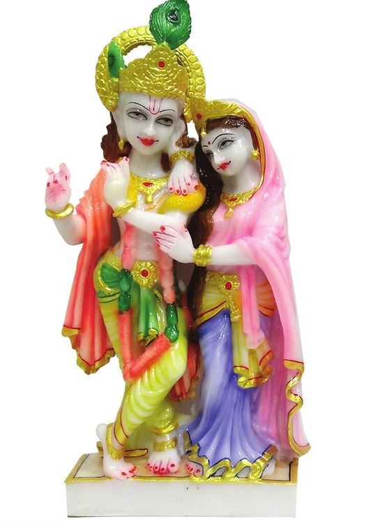 Artistic Marble Powder 15" Tall Large Radha Krishna Statue