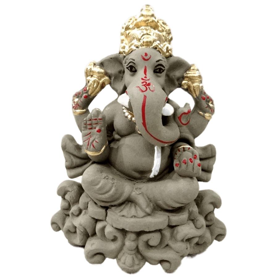 Eco-friendly Clay 4" Ganpati Idol for Ganesh Chaturthi Puja Visarjan