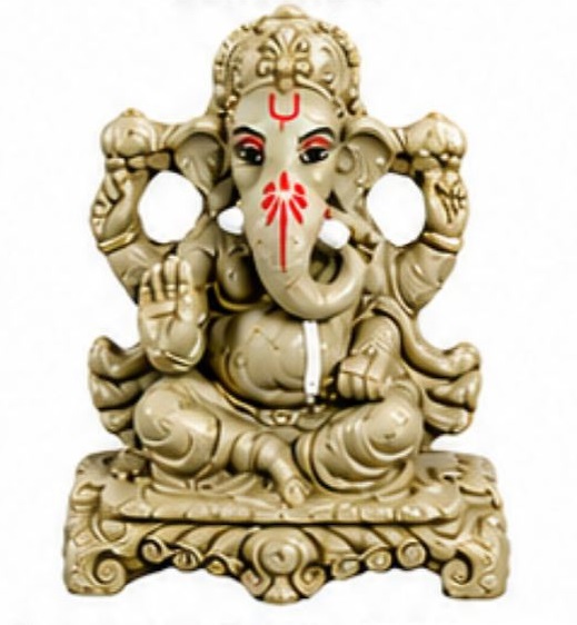 Eco-friendly Pure Clay 4" Ganpati Idol for Ganesh Chaturthi Puja Visarjan