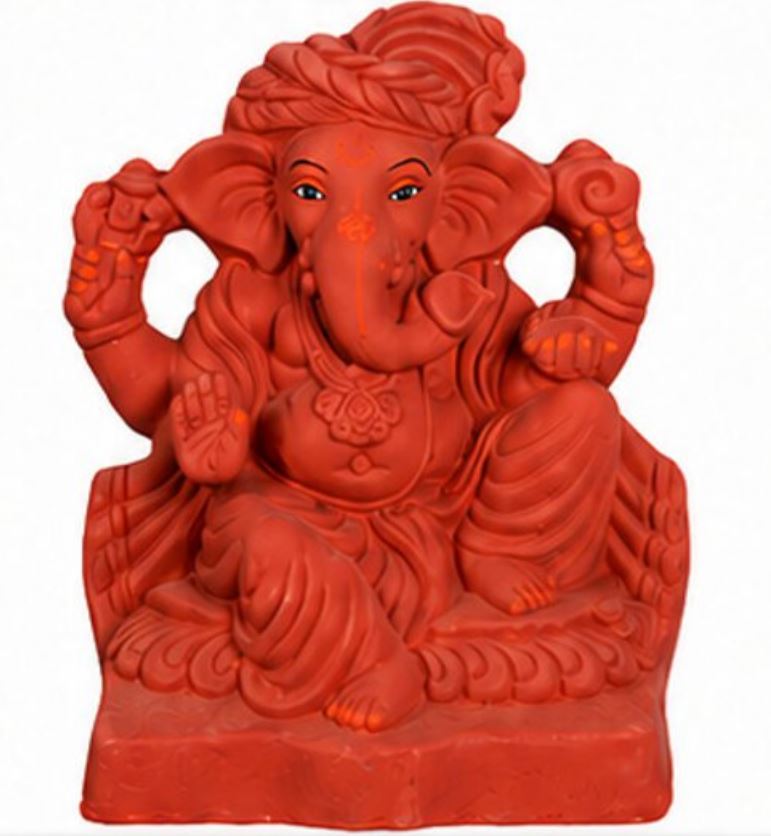 8" Ganpati Visarjan All Natural Eco-Friendly Clay Ganesh Chaturthi Murti