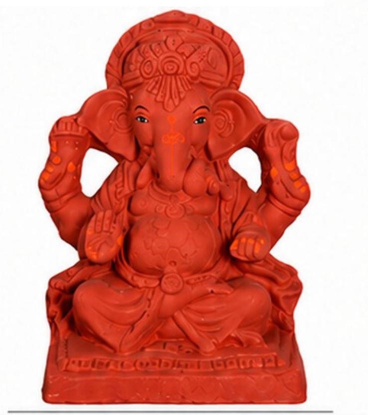 Ganpati Visarjan 8" All Natural Eco-Friendly Clay Ganesh Chaturthi Murti