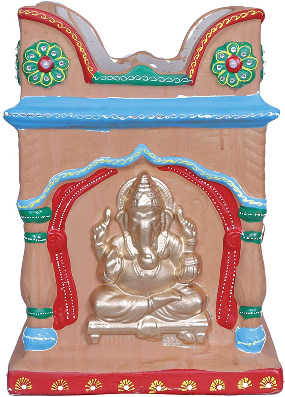Ganpati Carving Clay Terracotta Holi Basil Planter / Tulsi Pot 15"