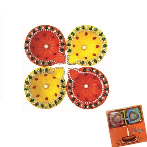 24 Sets (96 Pcs) Festive Vibrant Colorful Handmade Diwali Clay Diya 3.5" 24 Sets (96 Pcs) Festive Vibrant Colorful Handmade Diwali Clay Diya 3.5"