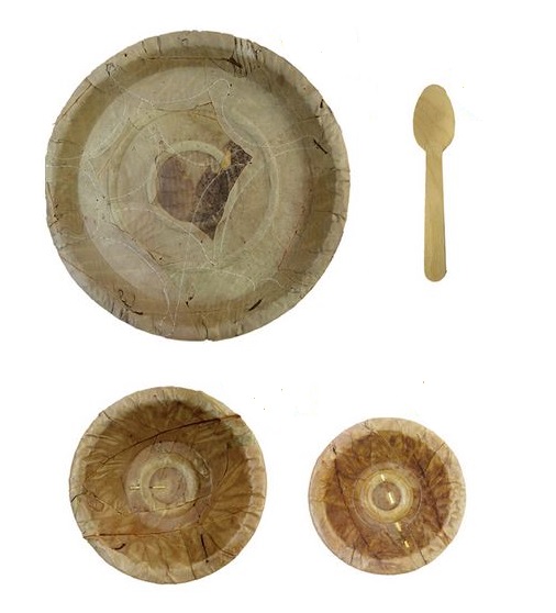 Natural Leaf Plate / Thali (Pattal), Bowl & Spoon 50 pcs set