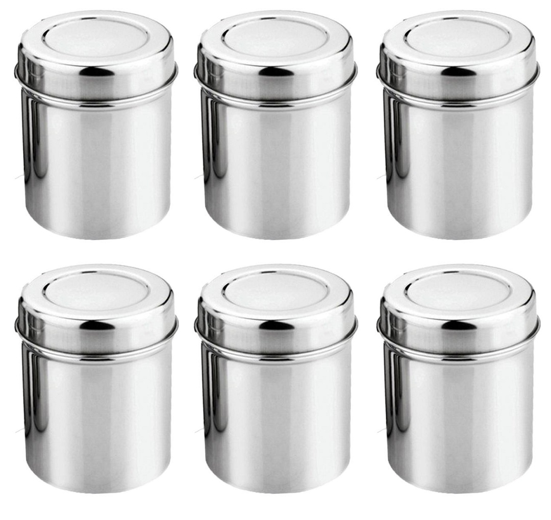6 Pcs Stainless Steel Multipurpose Container Set with Lid 6.5" 6 Pcs Stainless Steel Multipurpose Container Set with Lid 6.5"