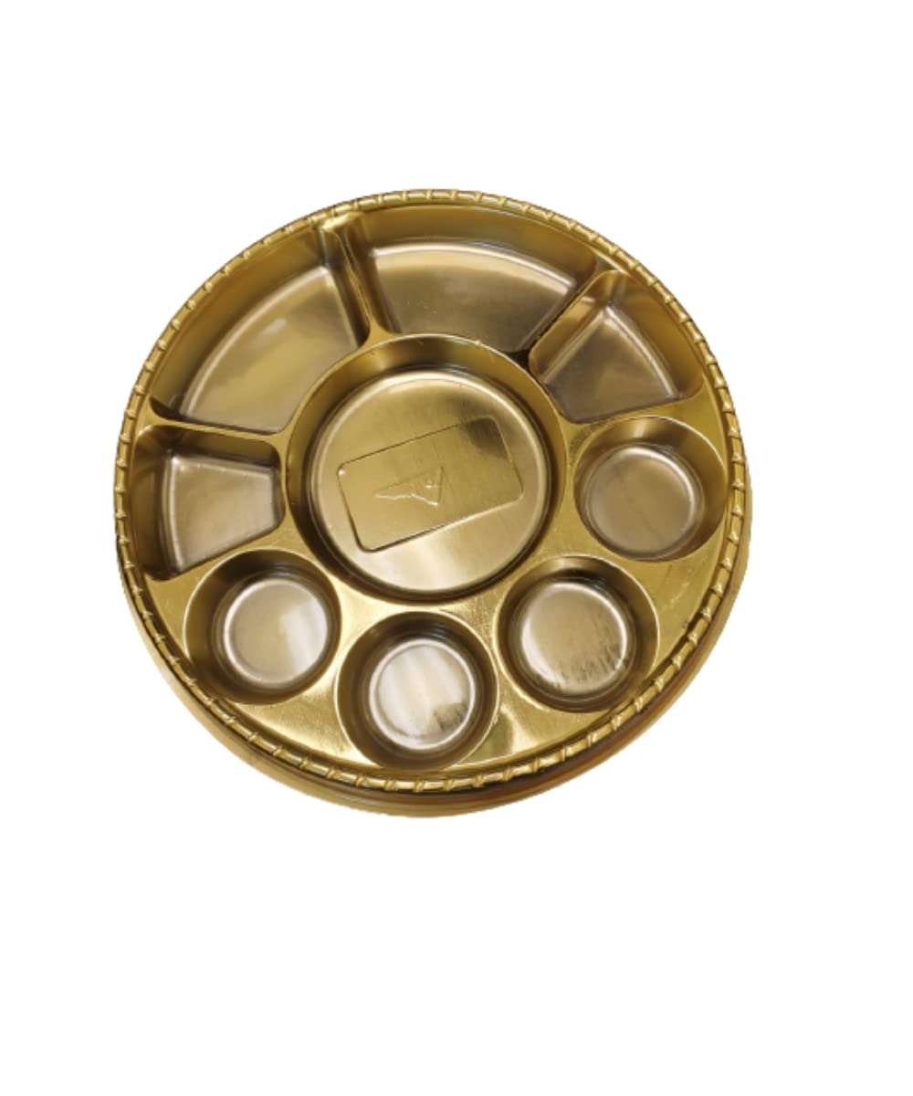 9 Compartment Disposable Gold Plates - Indian Thali Plastic Tray - 200 Pack 9 Compartment Disposable Gold Plates - Indian Thali Plastic Tray - 200 Pack