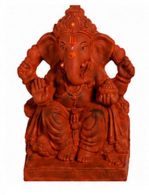 6" Ganpati Visarjan All Natural Eco-Friendly Clay Ganesh Chaturthi Murti