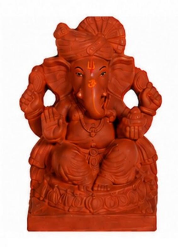 Pure Clay (Mitti) Ganpati Murti for Ganesh Chaturthi Puja Visarjan 6"