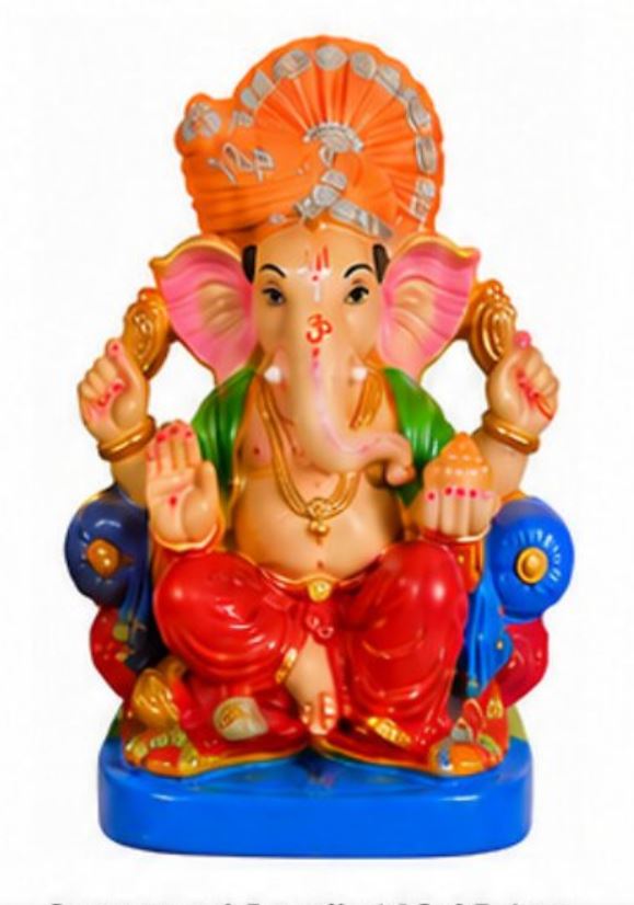 100% Pure Clay Eco-friendly 6" Ganpati Murti for Ganesh Chaturthi Visarjan