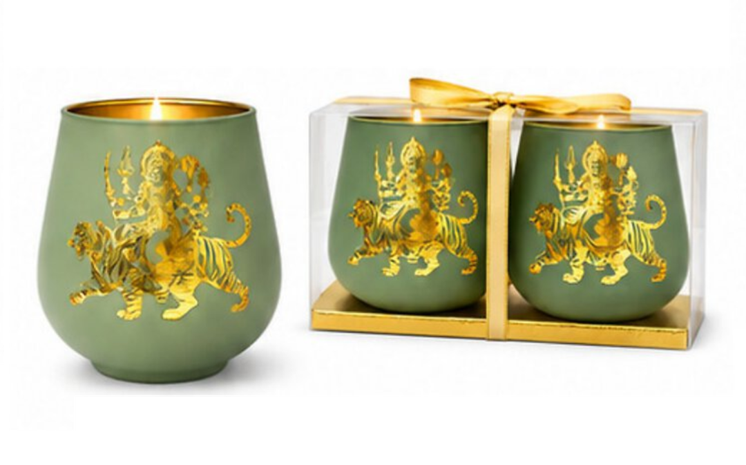 Maa Durga Candle Holder for Puja, Decor, Return Gift - 6 Sets (12 Pcs) 4"