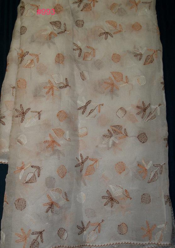 White Chiffon Phulkari Work Dupatta Chunni