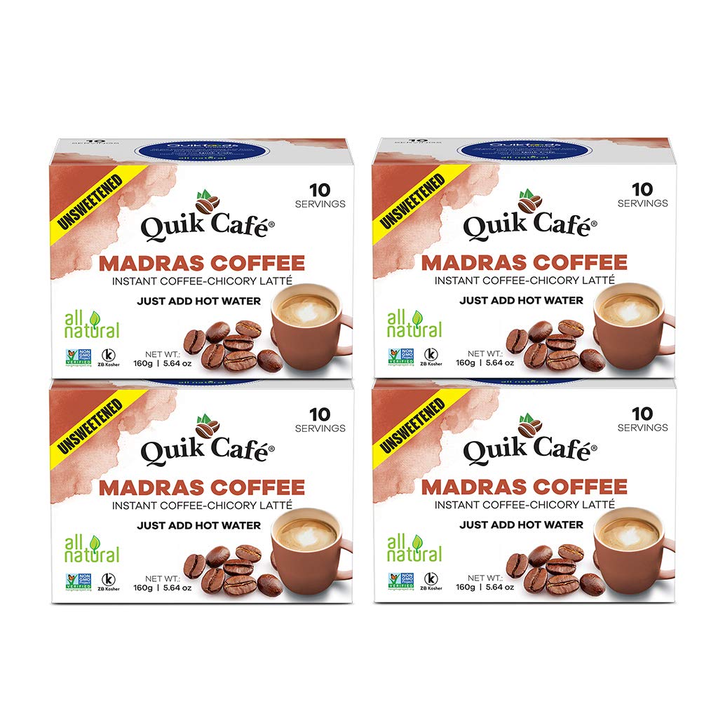 Quik Cafe Unsweetened Madras Coffee - 5.64 Ounce (Pack of 4) Quik Cafe Unsweetened Madras Coffee - 5.64 Ounce (Pack of 4)