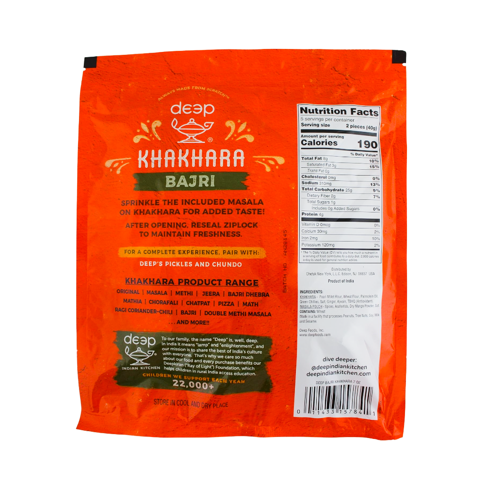 Deep Bajri Khakhara - 7oz | Traditional Gujarati Snack | Roasted Pearl Millet Flatbread Cracker