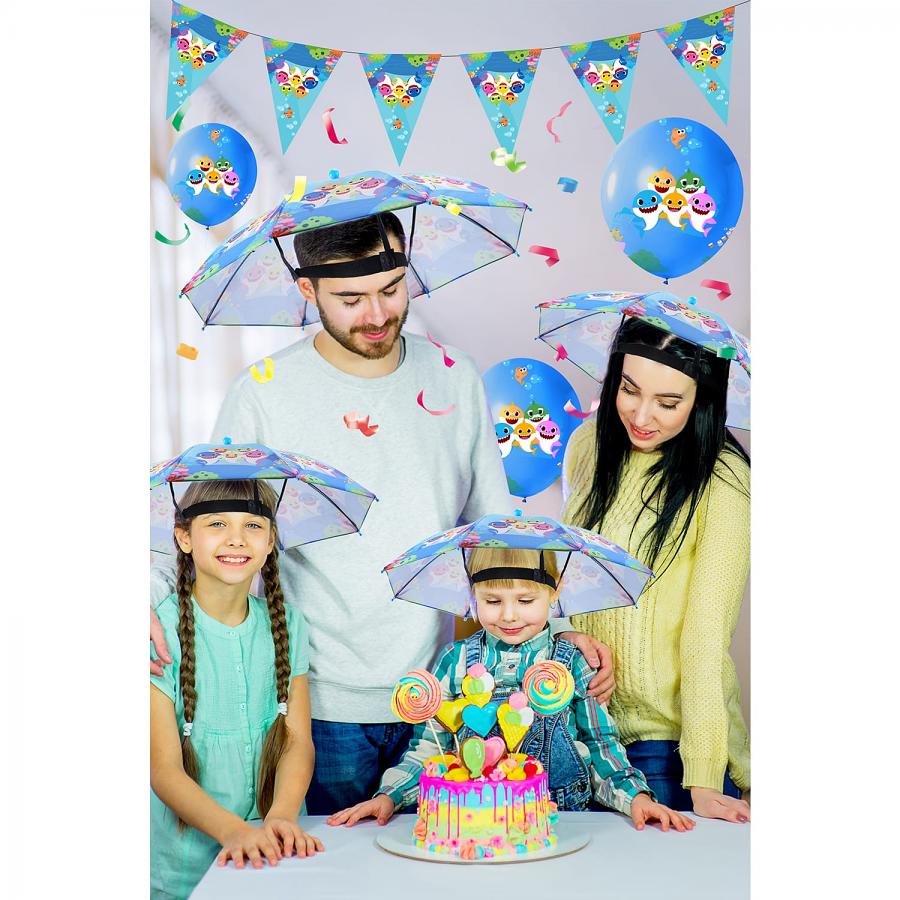 5 New Shark Umbrella Hats Cap Hands Free Elastic Head Band Shade Sports 