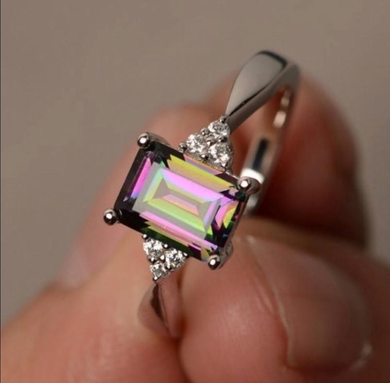 Topaz Ring in Mystic Rainbow Color