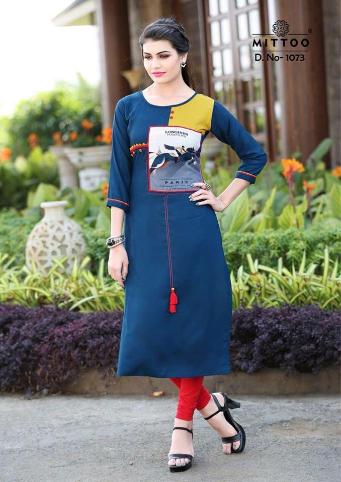 Royal Blue Rayon Fabric Beautiful Gigital Print Kurti L/40 Royal Blue Rayon Fabric Beautiful Gigital Print Kurti L/40