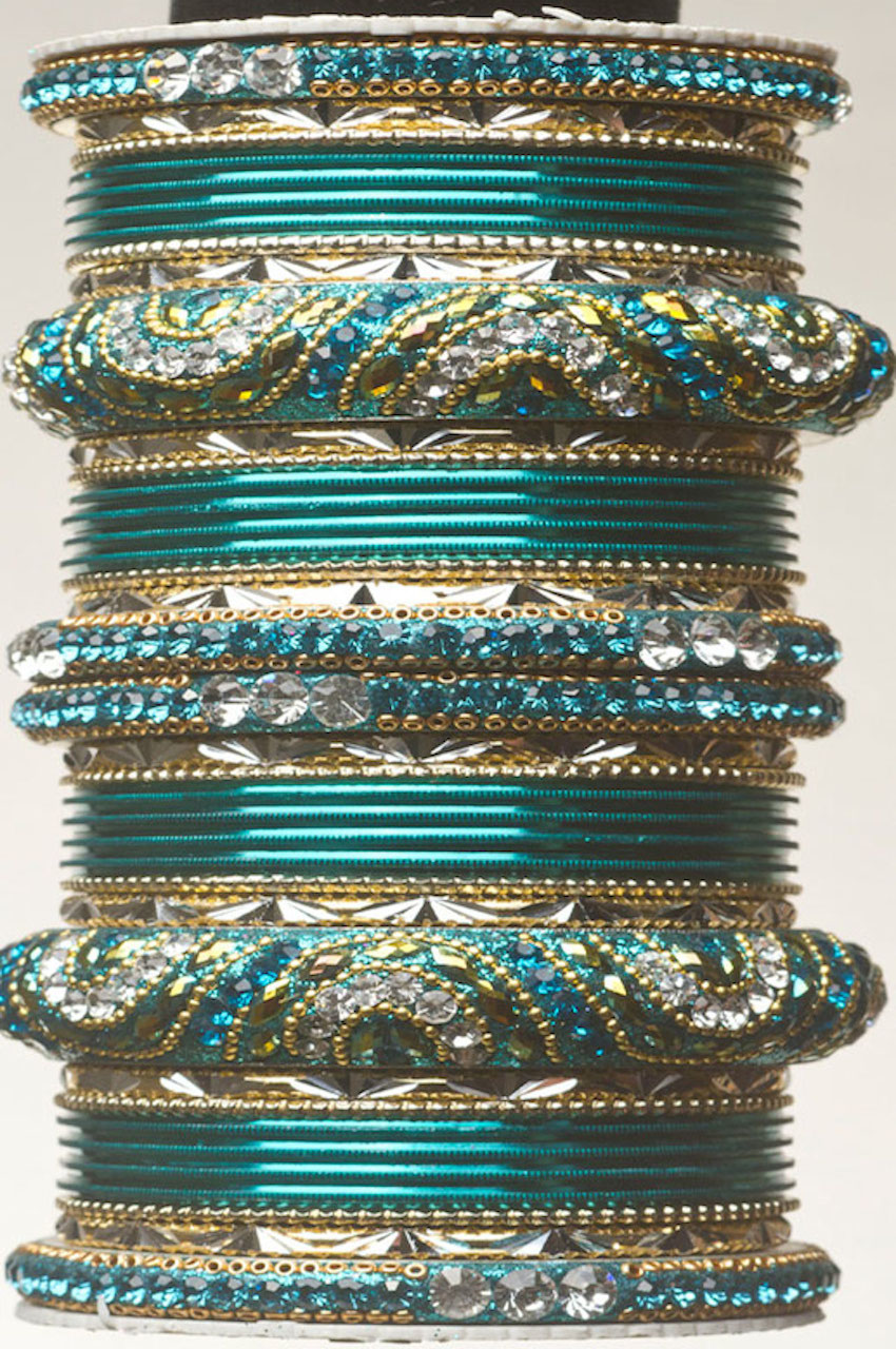 Teal Stone Studded Bangle Set #30048 | Buy Online @ DesiClik.com, USA