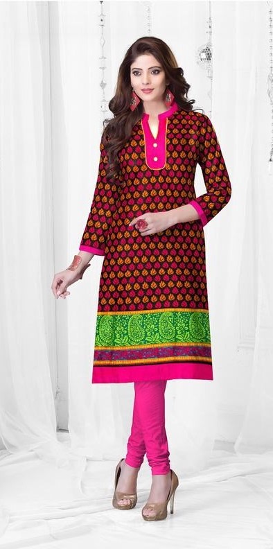 Bright Attractive Paisley Print Casual Wear Cotton Kurti Tunic - Size 42 Bright Attractive Paisley Print Casual Wear Cotton Kurti Tunic - Size 42