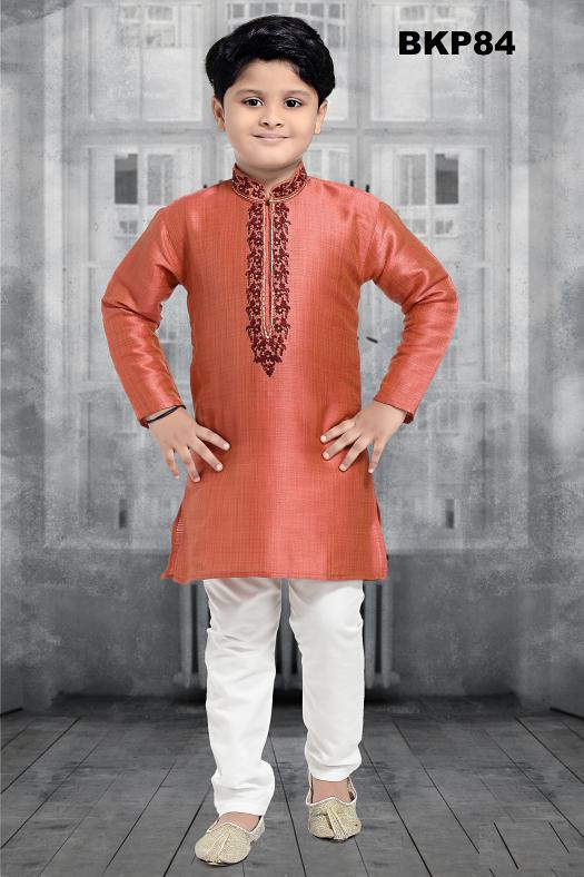 Embroidered Onion Pink Silk Kurta Pajama - 1 to 15 Year Boys Embroidered Onion Pink Silk Kurta Pajama - 1 to 15 Year Boys