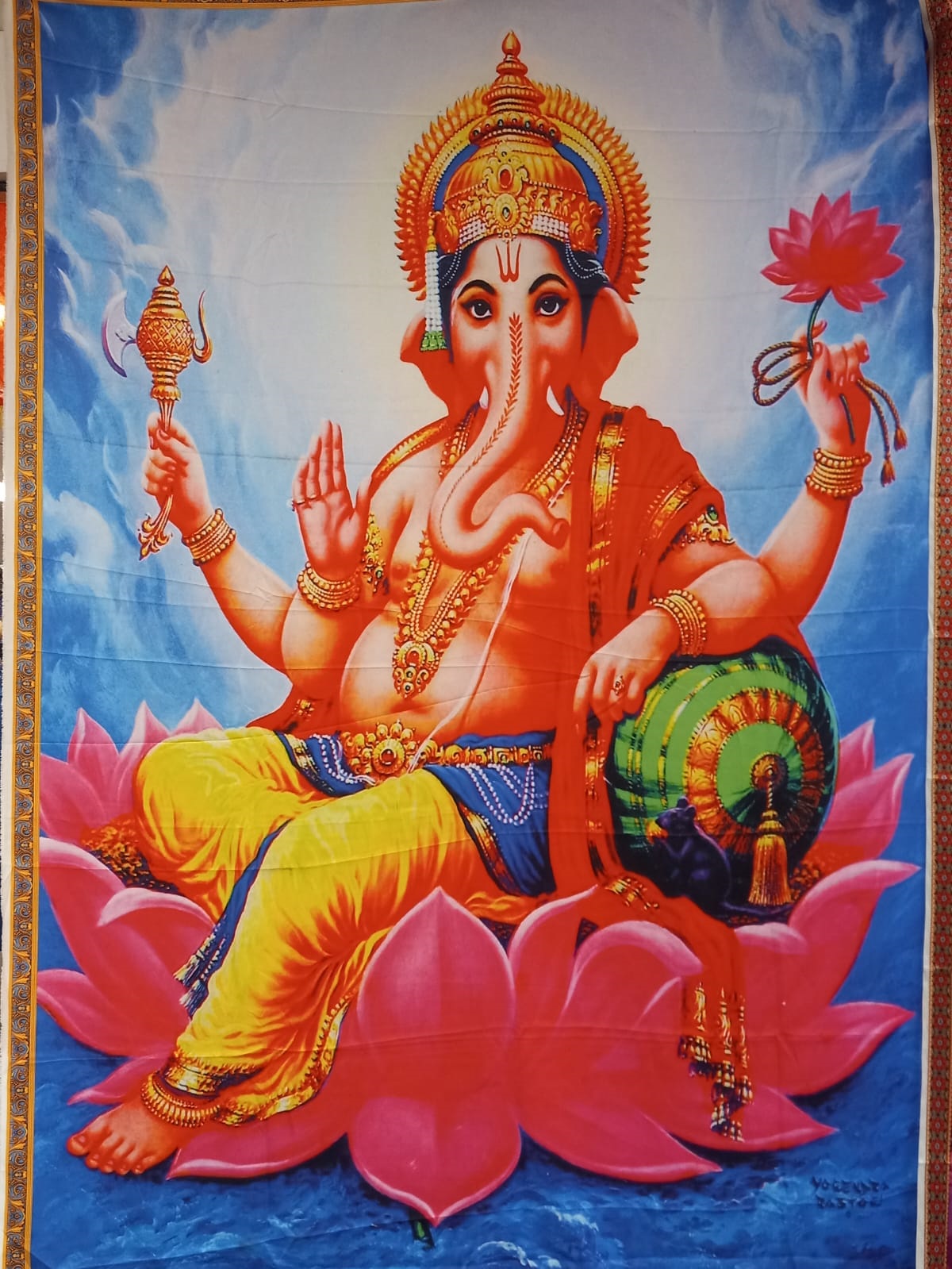 Traditional Indian Backdrop Cloth For Festival & Pooja Decor # 8 Traditional Indian Backdrop Cloth For Festival & Pooja Decor # 8