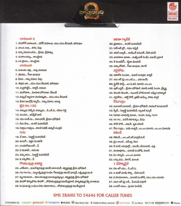 Bahubali And Latest Other Hits Telugu Audio MP3 #27727