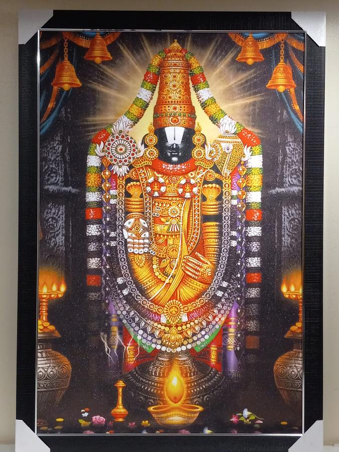 Beautiful Wooden Framed Canvas Print Photo of Tirupati Balaji #2 - 23 x 33"