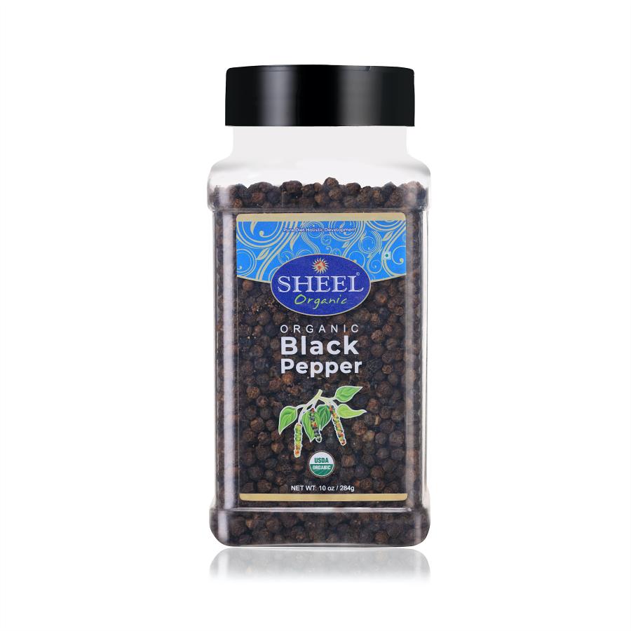 Sheel Organic Black Pepper Whole - Net Wt: 10 oz / 284g