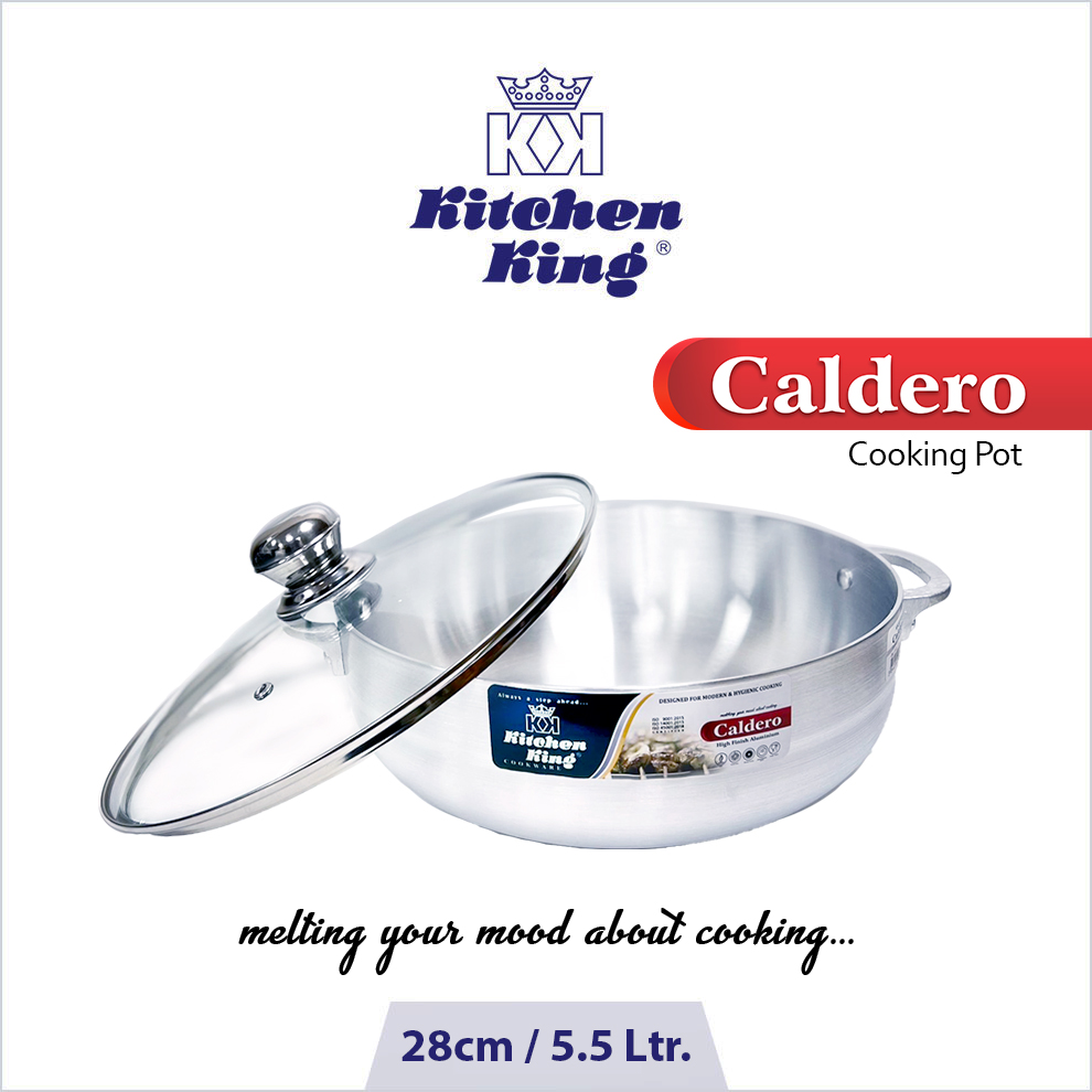 Kitchen King  Caldero Pot Metal Finish with Glass Lid |  28cm / 11"