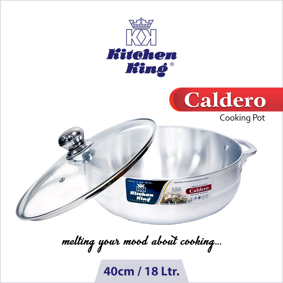 Kitchen King | Caldero Pot Metal Finish with Glass Lid | 40cm