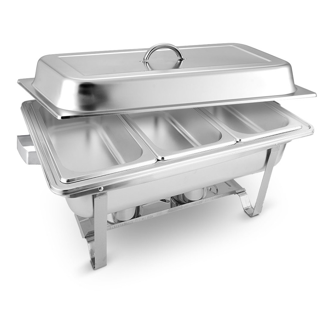 3L Triple Tray Stainless Steel Chafing Food Warmer Catering Dish 3L Triple Tray Stainless Steel Chafing Food Warmer Catering Dish