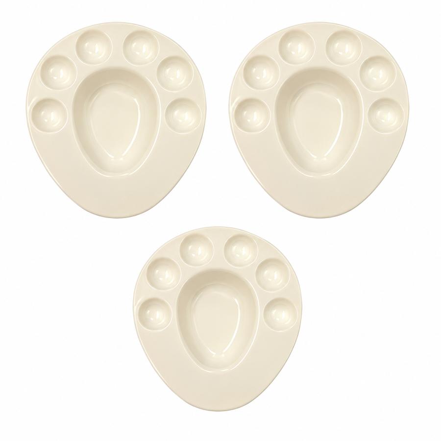3 Pcs Pani Puri Thali, Melamine Oval Shape Serving Dish Bowl Plate