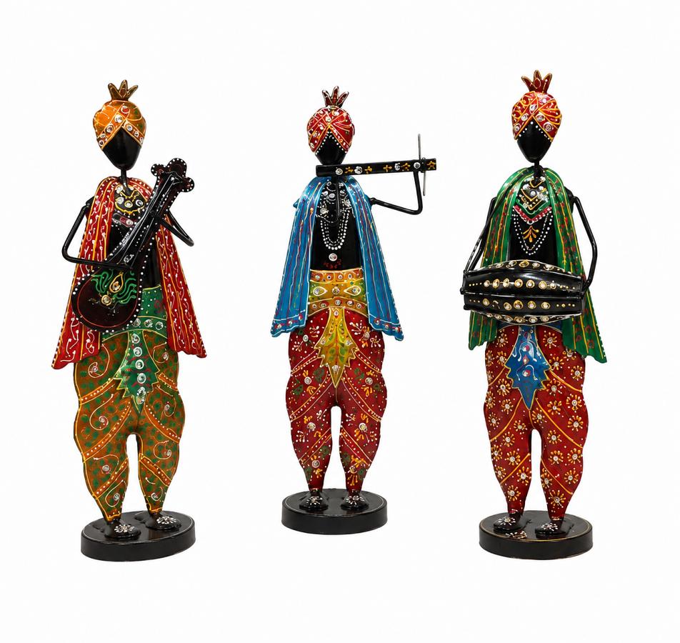 Handcrafted Rot Iron Showpiece of 3 Indian Rajasthani Musicians