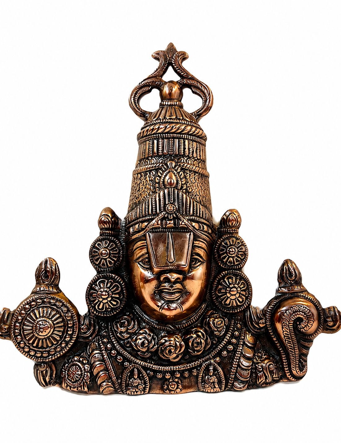 Black Metal Antique Wall Hanging Decor of Tirupati Balaji (Face) - 14"
