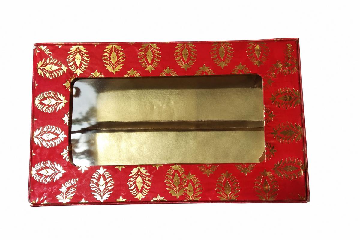 24 Pcs Fancy Design Empty Mithai Sweets Boxes in Golden Red - 250g/500g