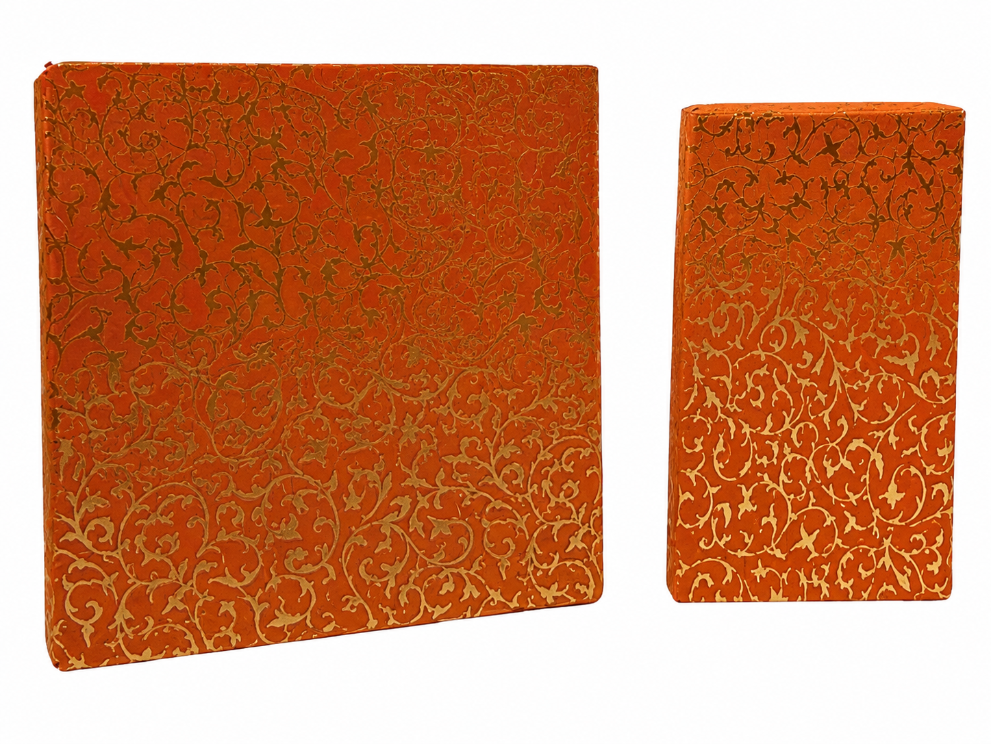 24 Fancy Design in Gold Orange Self Print Paper Sweet Boxes - 250 & 500 Gms