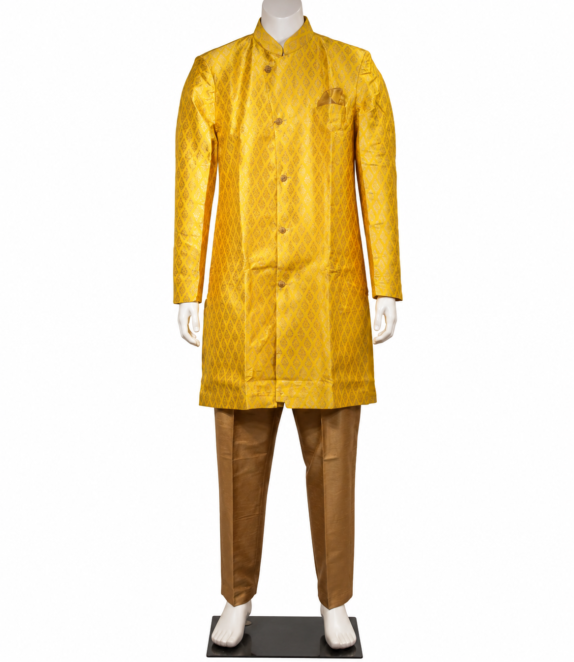 Traditional Indian Sherwani for Men - Golden Self Print (S to 6XL)
