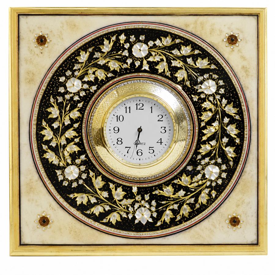 Marble Table Clock Square Decorative Handcrafted