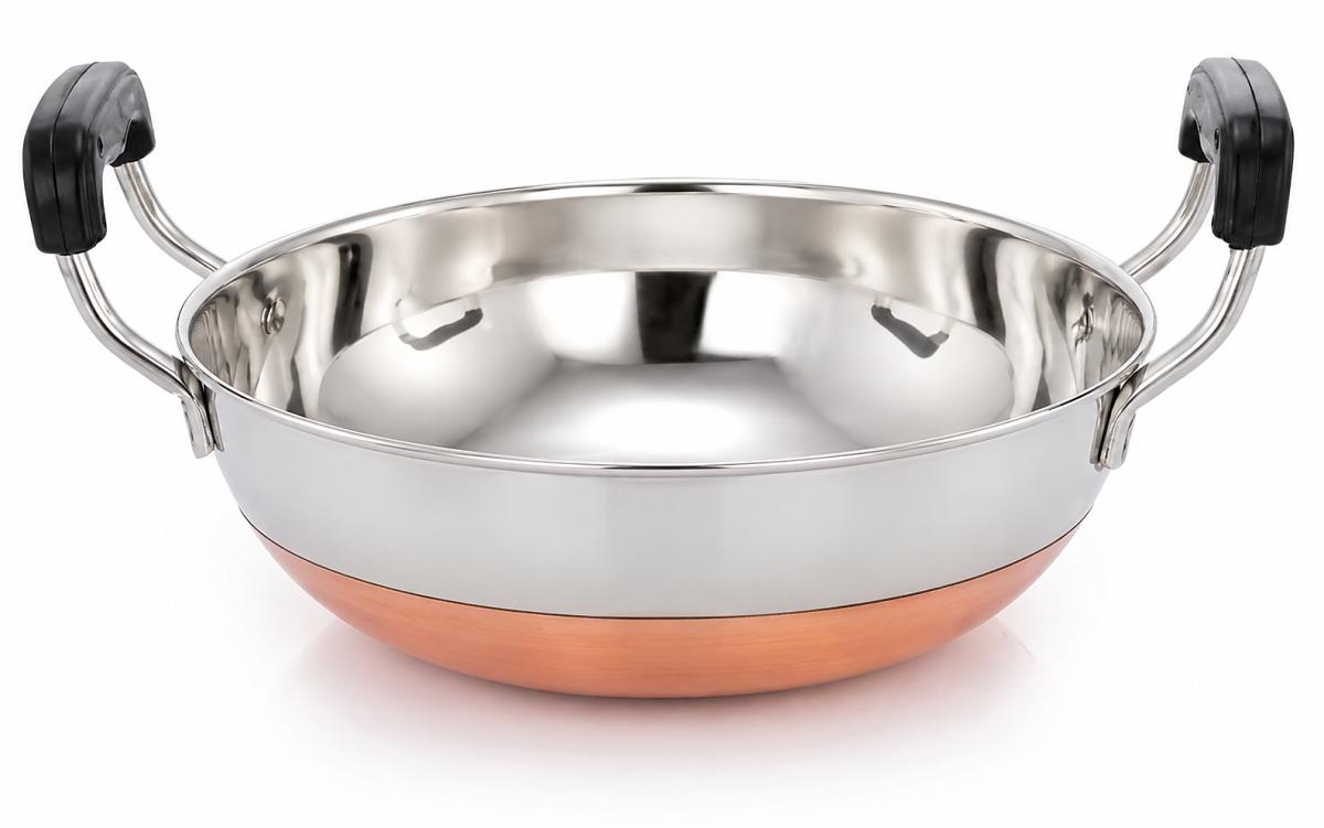 Stainless Steel Copper Bottom Kadai for Cooking / Frying