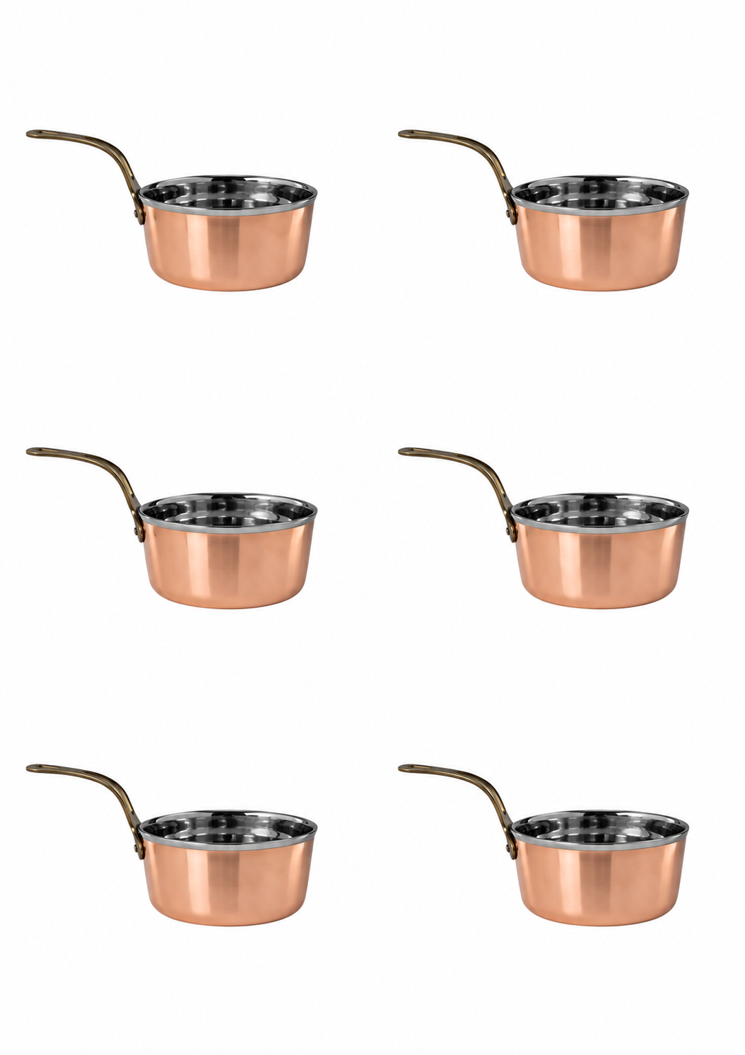 6Pcs - Copper Stainless Steel Mini Saucepan Serving Ware (Plain) - 2 Sizes