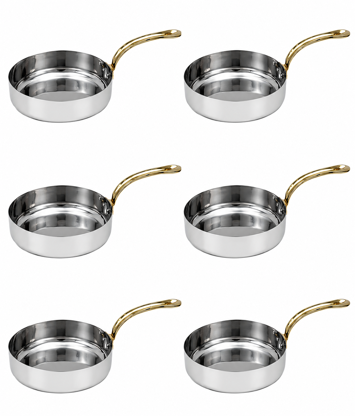 Stainless Steel Mini Frypan Serving ware 6 pc (Plain) 2 Sizes - 4.75"-5.5"