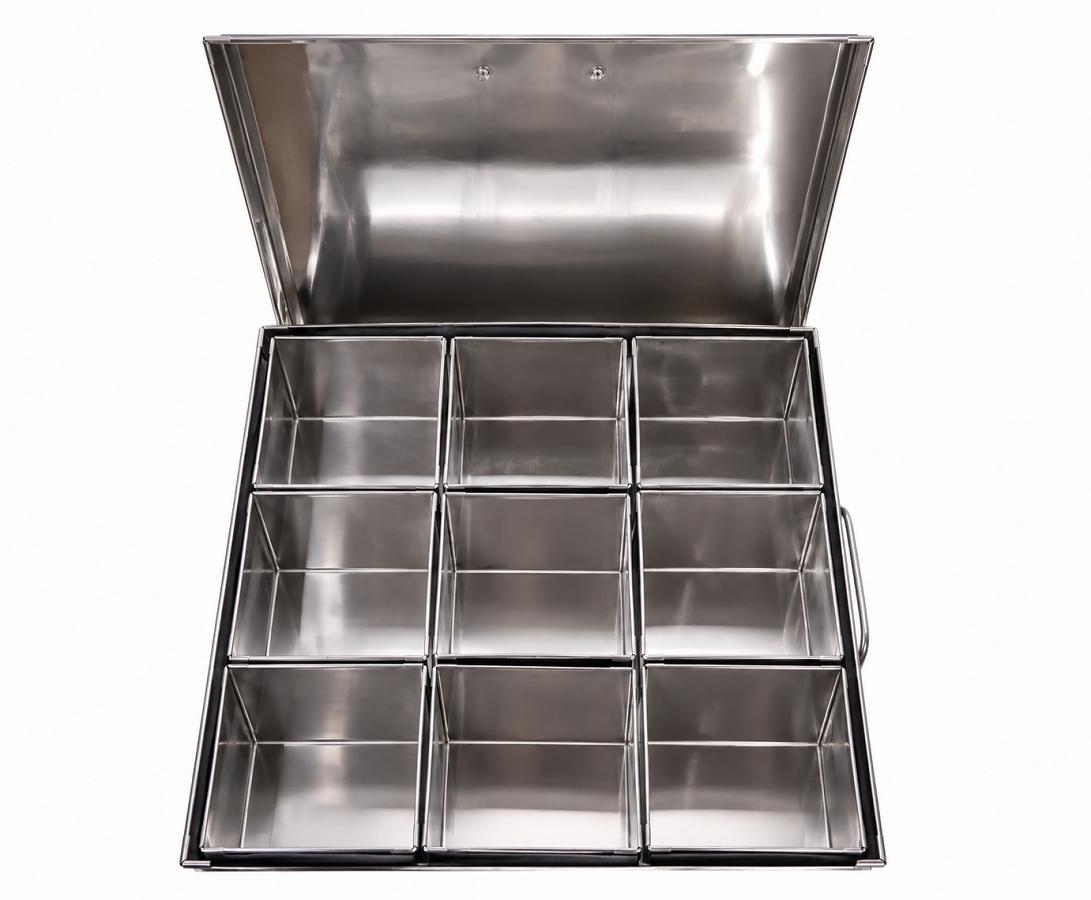 Large Stainless Steel Masala Dabba (Spice Box) w/ 9 Containers 13"
