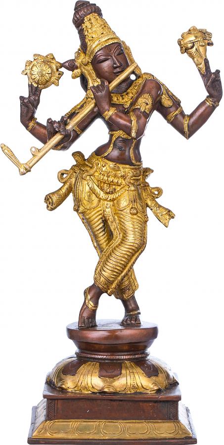 Brown Gold Like Brass Krishna Statue n Cosmic Form 14.5 Inches Brown Gold Like Brass Krishna Statue n Cosmic Form 14.5 Inches