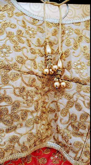 Pretty Cream Blouse w/ Gold Floral Design