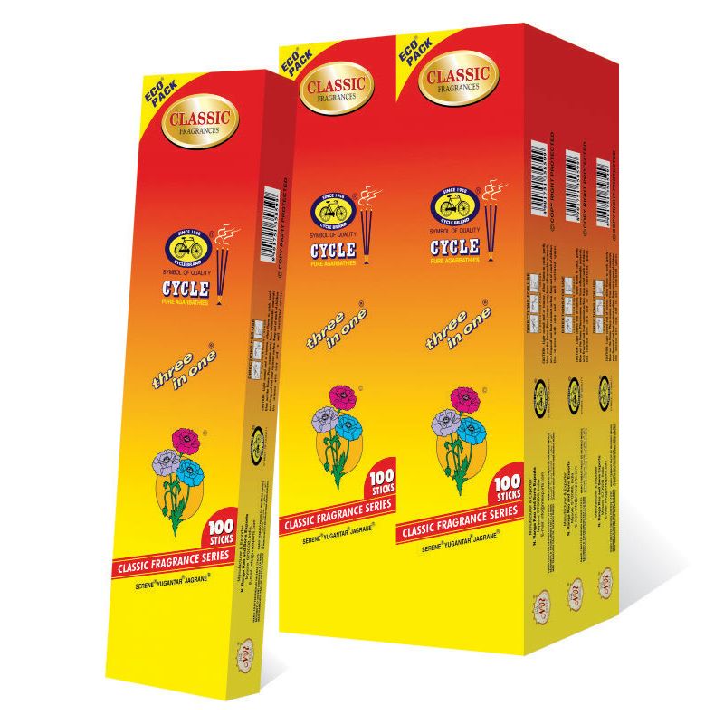 Cycle Brand Three in One Agarbathy Economy Pack - 100 Sticks Cycle Brand Three in One Agarbathy Economy Pack - 100 Sticks